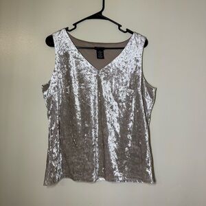 New Directions Velvet Cream Tank Top With Lace Details